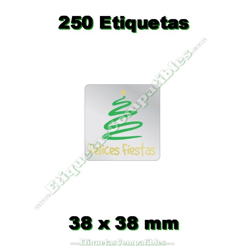 Rollo 250 Etiquetas "Felices Fiestas" Abeto