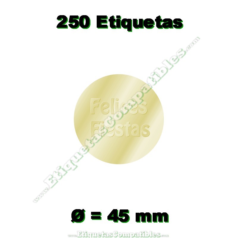 Rollo 500 Etiquetas "Felices Fiestas" Oro Relieve