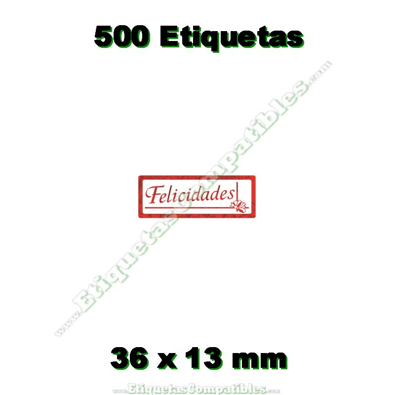 Rollo 500 Etiquetas "Felicidades" Rojo Ho S