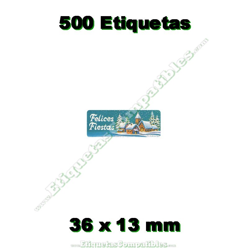 Rollo 500 Etiquetas "Felices Fiestas" Casas C