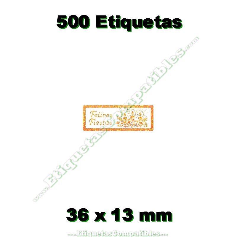 Rollo 500 Etiquetas "Felices Fiestas" Oro Ho S