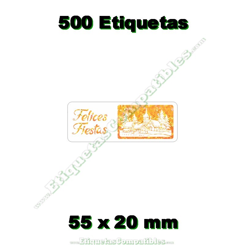 Rollo 500 Etiquetas "Felices Fiestas" Casas Ho S