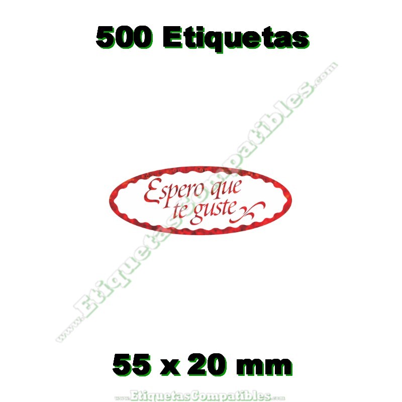 Rollo 500 Etiquetas "Espero que te guste" Rojo Ho Oval S