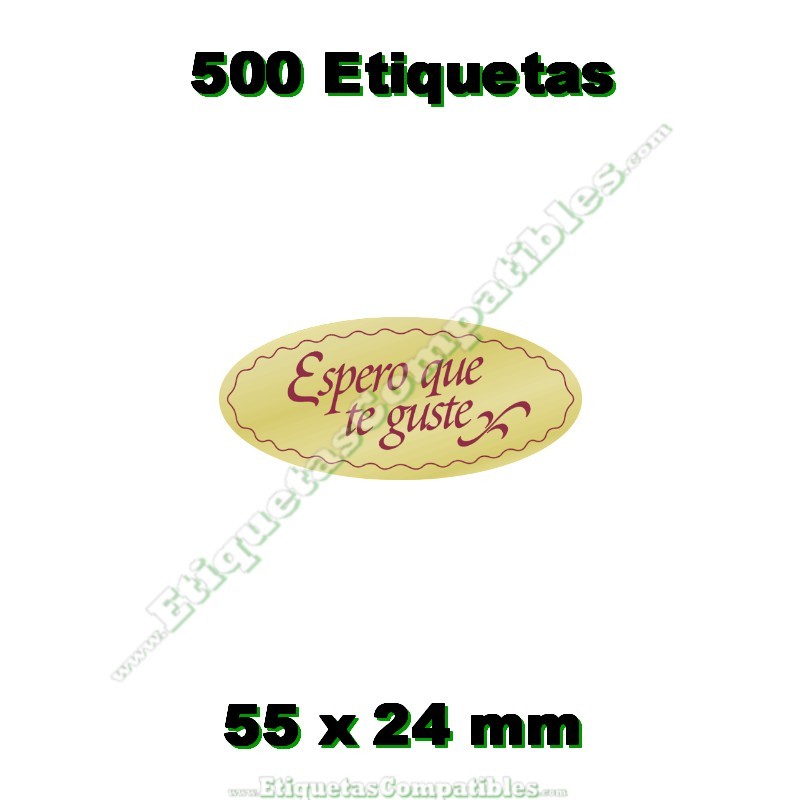 Rollo 500 Etiquetas "Espero que te guste" Oval M