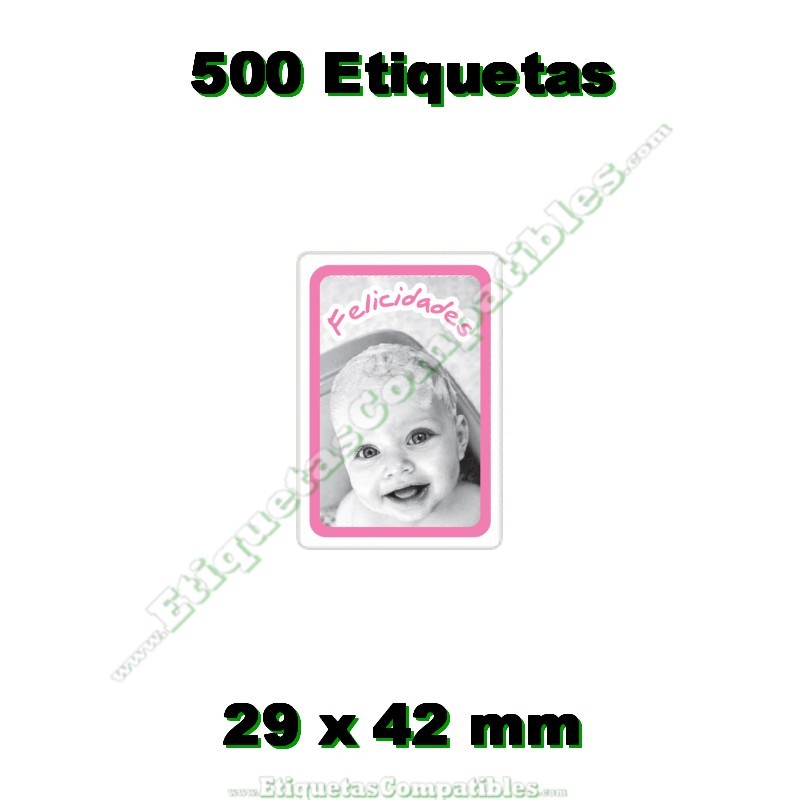 Rollo 500 Etiquetas "Felicidades" Niña