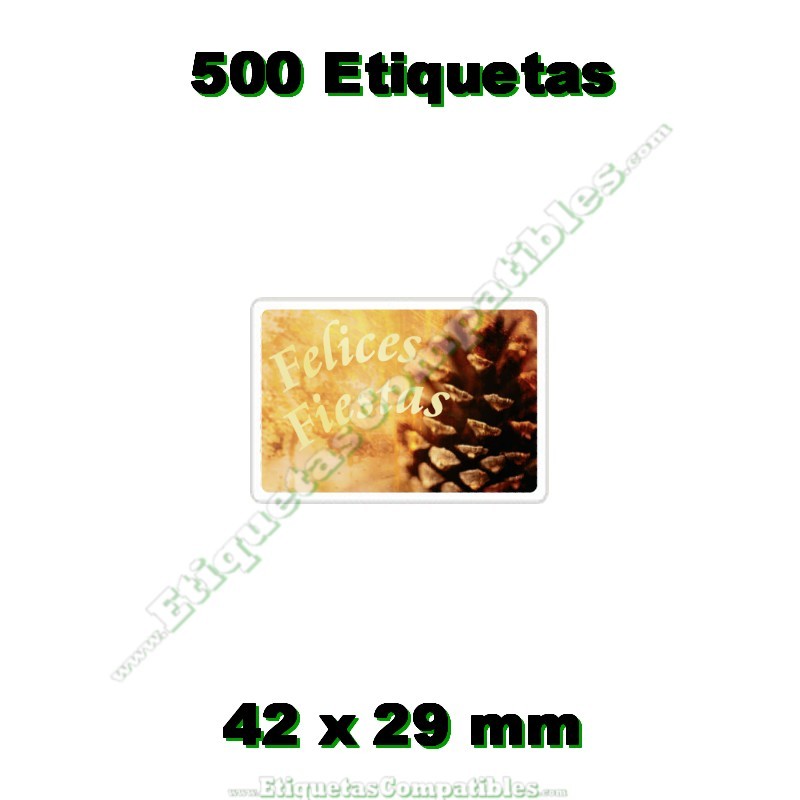 Rollo 500 Etiquetas "Felices Fiestas" Piña