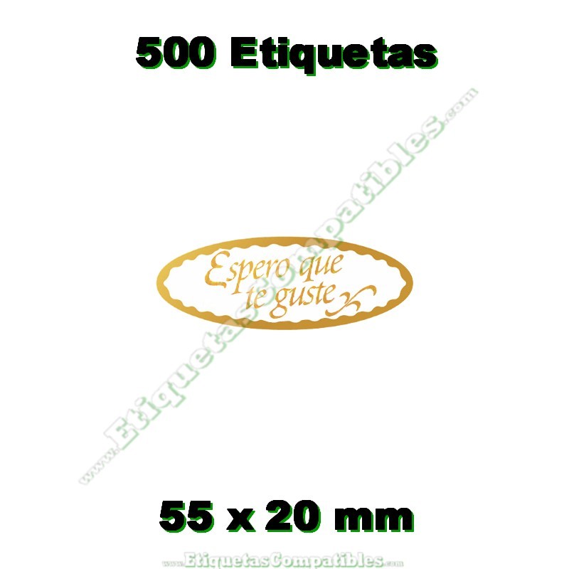 Rollo 500 Etiquetas "Espero que te guste" Oval B M